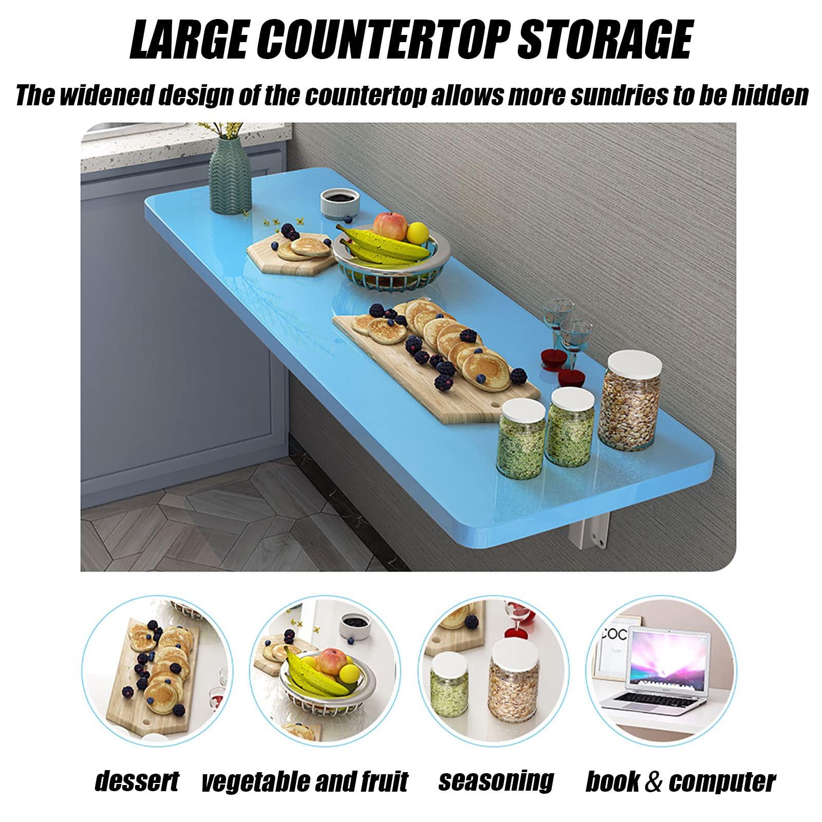 OCAZI OCAZI Wall Mounted Desk Wall Mounted Folding Table Drop Leaf Tables for Small Spaces, Wall Mounted Table Fold Down Floating Desk for Laundry Room/Study/Bedroom 50x50cm/20x20in red