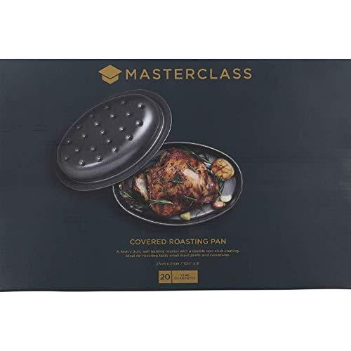 Kitchen Craft MasterClass Self-Basting Non-Stick Roasting Tin with Lid, Carbon, Grey, 27 x 21 x 10.5 cm