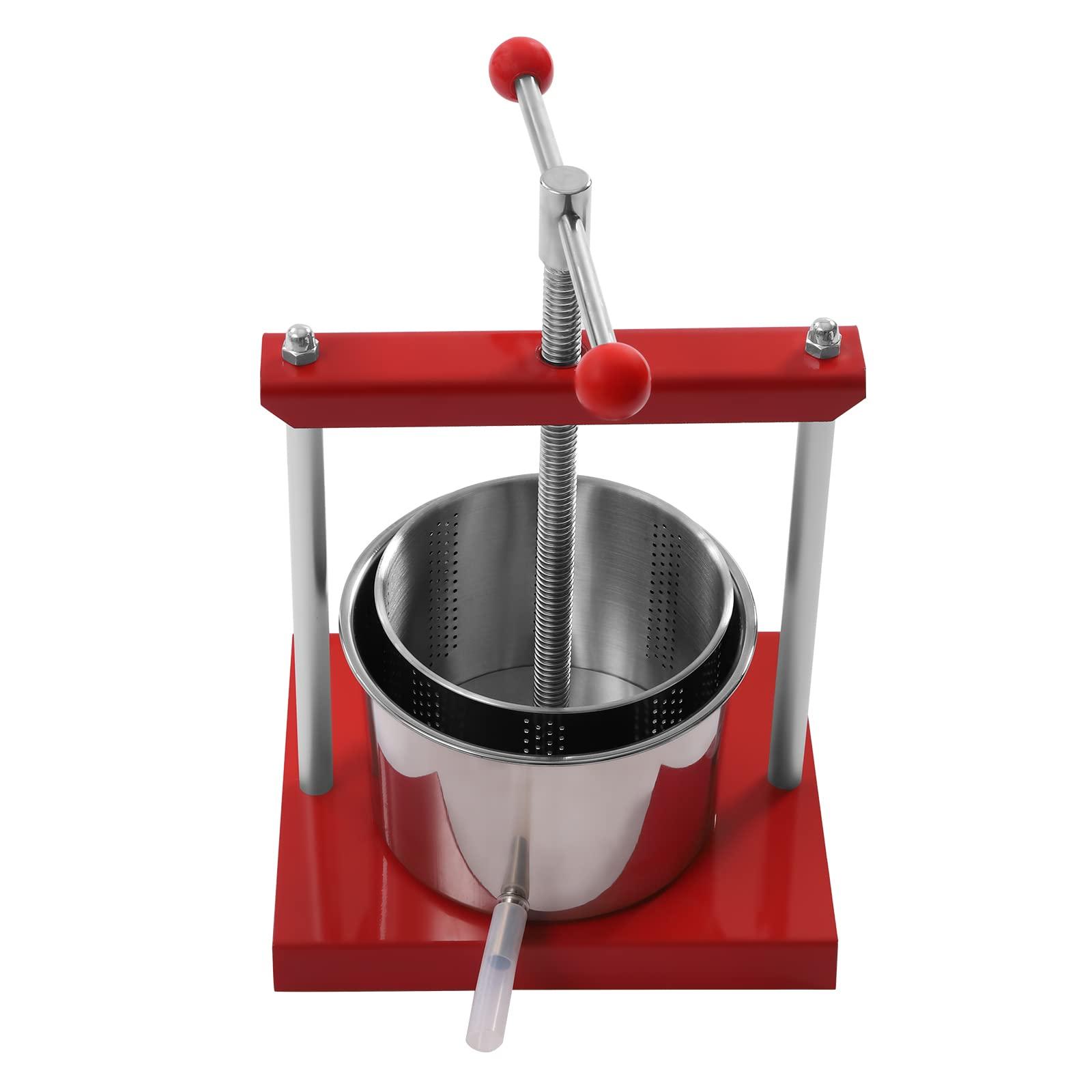 Eapmic 6L Fruit Press- New Version Larger 304 Stainless Steel Pressing Plate Fruit Crusher for Cider, Wine, Grape, Apple Press, For Apple Cider, Wine and Juice Making (6L)