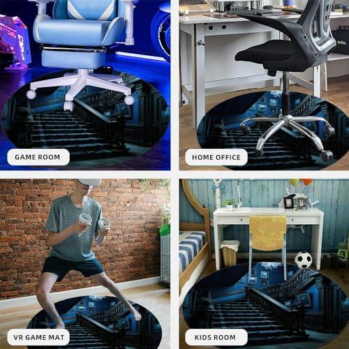 ZaCosy Computer Chair Mat for Hardwood Floor Gaming Rug Carpet Desk Office Chair Mat Floor Mat for Office Chair Gaming Room Stairs an Enchanted Mansion Blue Tones