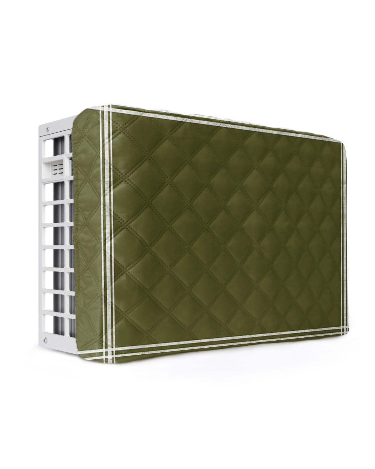QueenKer QueenKer Indoor Air Conditioner Cover, Solid Color Dark Olive Green Waterproof Indoor AC Cover Inside Window AC Cover with Free Elastic Straps for Window Units, 21 X 15 X 3.5 Inch