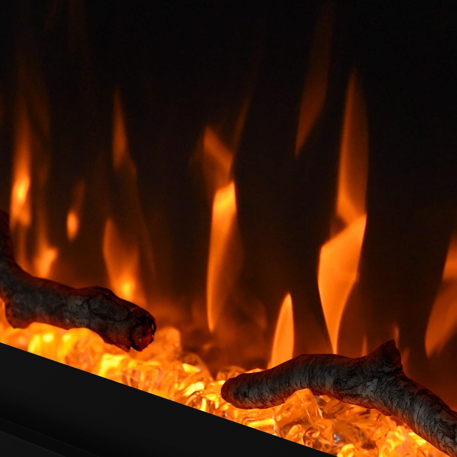 cooboom 40 inch Electric Fireplace, 4.3\" Ultra-Thin Electric Fireplace Inserts, Ultra-Narrow Frame, Wall Mounted and Recessed Fireplace, Log & Crystal, Touch Screen & Remote Control, 1500W