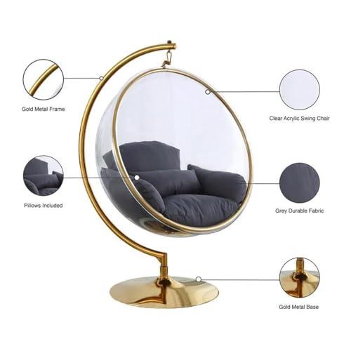 Pemberly Row Pemberly Row Gray Fabric Acrylic and Metal Swing Bubble Accent Chair