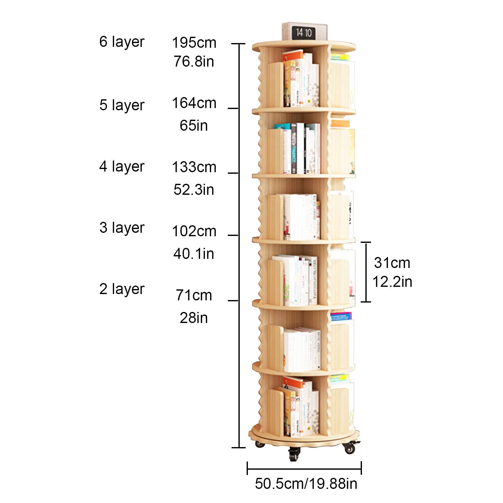 JKGHK JKGHK Round Revolving Bookcases, Solid Wood Removable Freestanding Bookcase, with Universal Wheels 360 Rotatable Book Racks Storage Rack, Home/Office/Kids Room