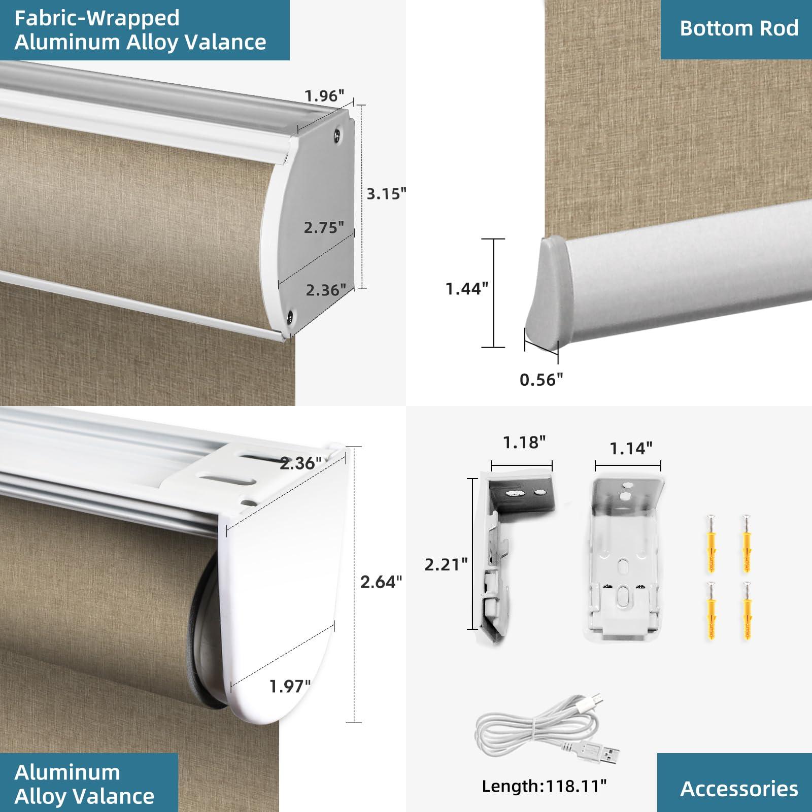 SmartWings SmartWings Motorized Blinds Smart Blinds Remote Control Dual-Sided Blackout Shade Work with Apple Homekit Thread Z-Wave Alexa Smart Roller Shade Blackout Customized 16"-110" W (Bouvardia Light Brown)