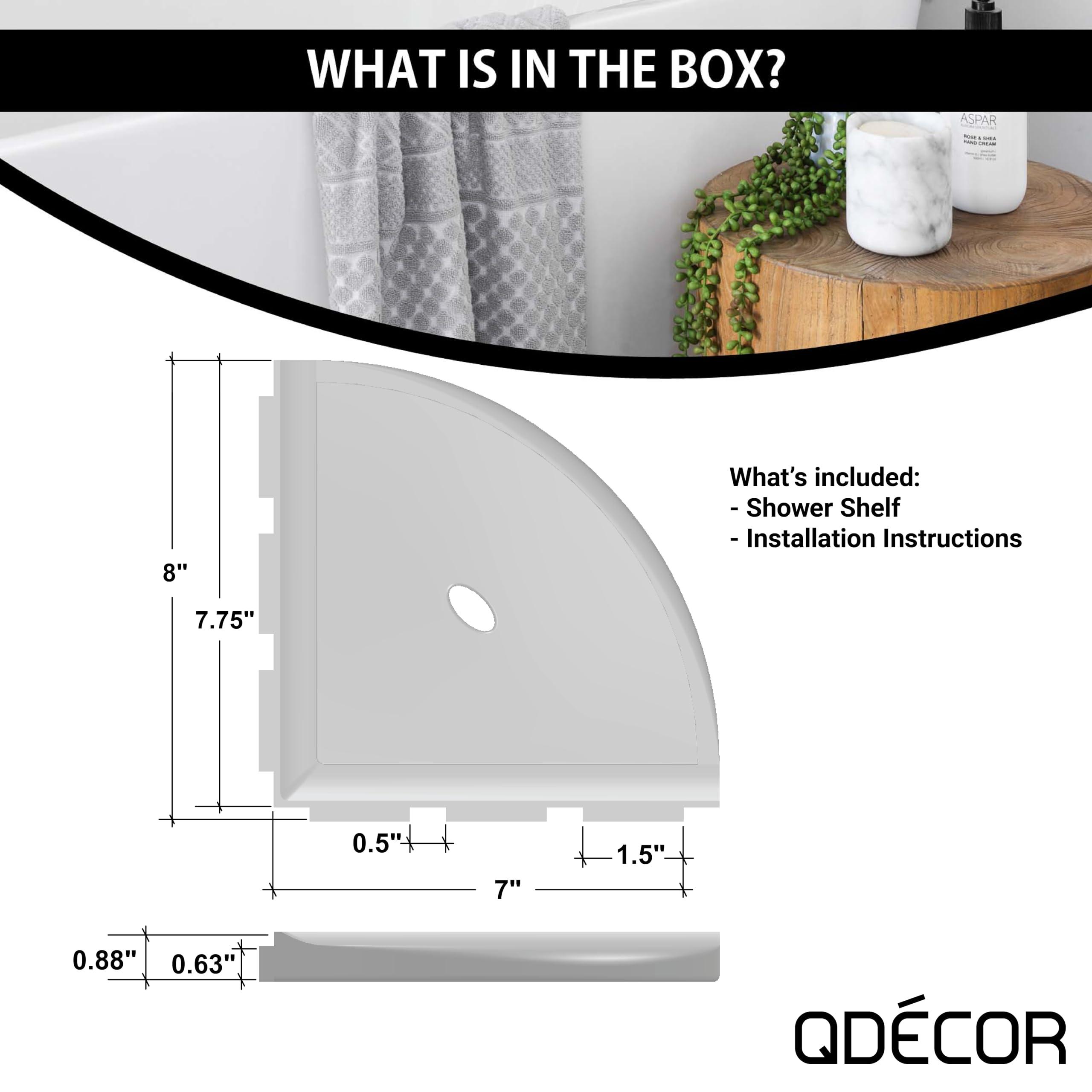 Questech Questech Decor Corner Shower Shelf, 8 Inch Lugged for New Construction, Shower Corner Shelf for Tiled Walls, Metro Lugged Shower Caddy Bathroom Organizer, White Polished