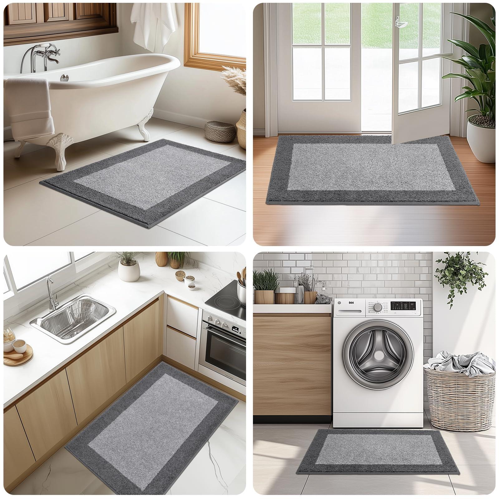 DOMUSTEX DOMUSTEX Machine Washable Kitchen Rug 24" x 36", Non Slip Kitchen Mat for Floor, Absorbent Entrance Throw Rug for Bedroom, Hallway, Bathroom, Door
