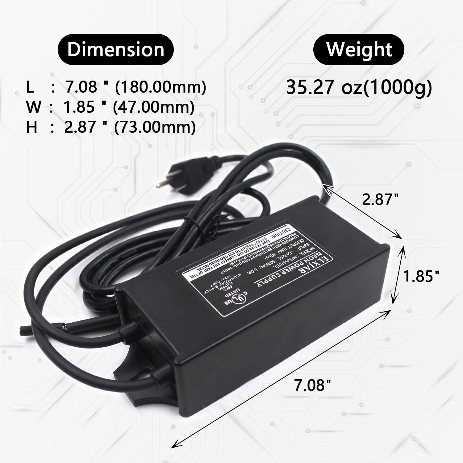 elxjar 10KV 30mA 10000V Power Supply for Glass Neon Sign Electronic Neon Light Transformer with UL Approval