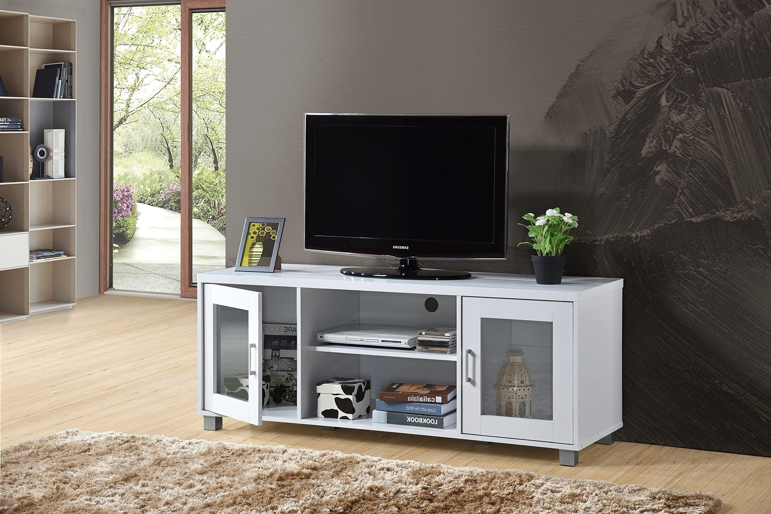 Hodedah Hodedah White 57\" Wide Entertainment Center HITV107 White