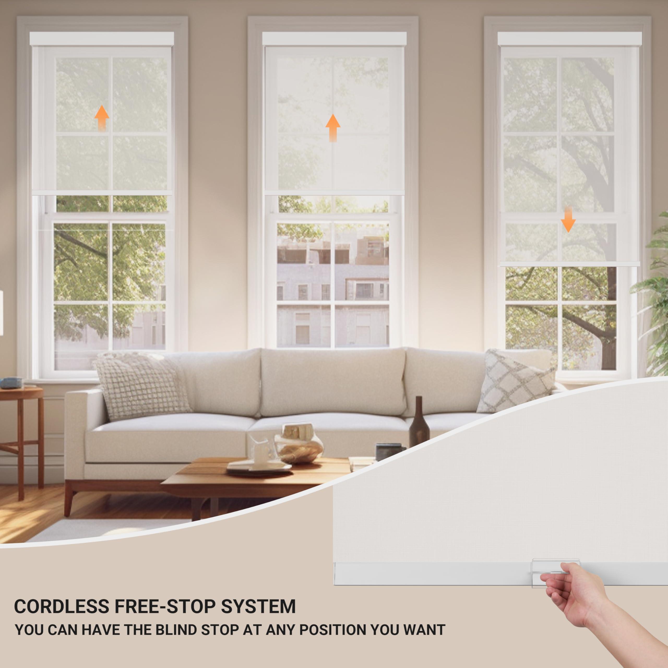 HOTSOON HOTSOON Light Filtering Roller Shades for Windows, Cordless Roller Blinds with UV Protection, Window Blinds, Solar Fabric Window Shades Easy Installation for Home Office, White, 12" W x 84" H