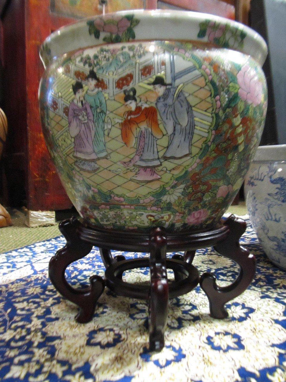 Oriental Furnishings Oriental Rosewood Fish Bowl Stand (9.5\" W X 7.5\" H)