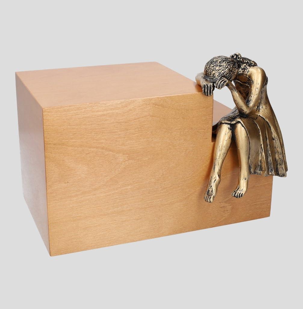 Gregspol Ltd Unique Artistic Cremation Urn for Ashes Adult Funeral Urn/Casket Nostalgia Sculpture Funeral urn Angel (Bronze Plated/Light Brown)