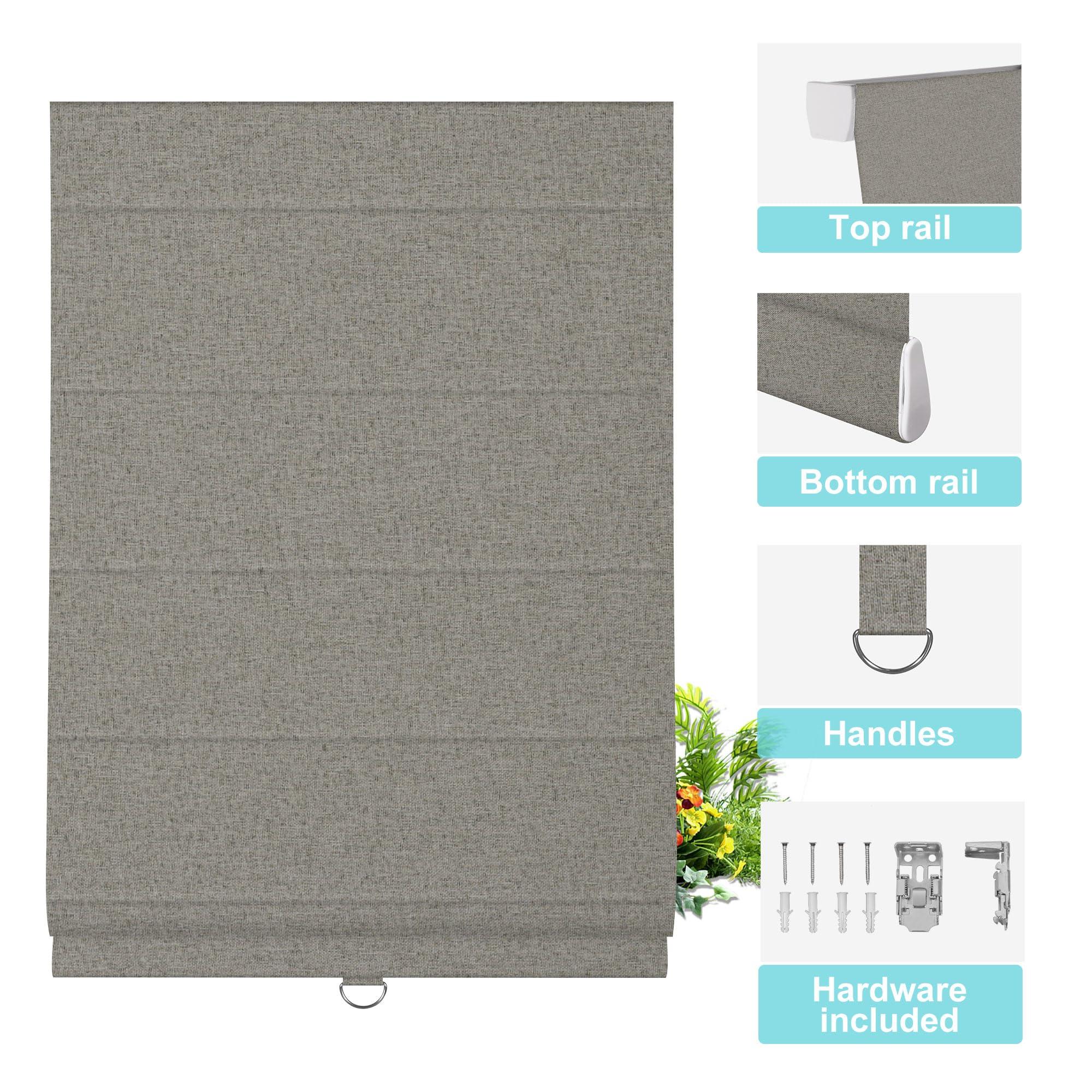 BERISSA BERISSA 100% Blackout Roman Shades for Windows,Cordless Linen Roman Blinds,Thermal Insulated Noise Reduction Room Darkening Pull Down Window Shades for Home Office Bedroom(46" W x 68" H) Dark Gray