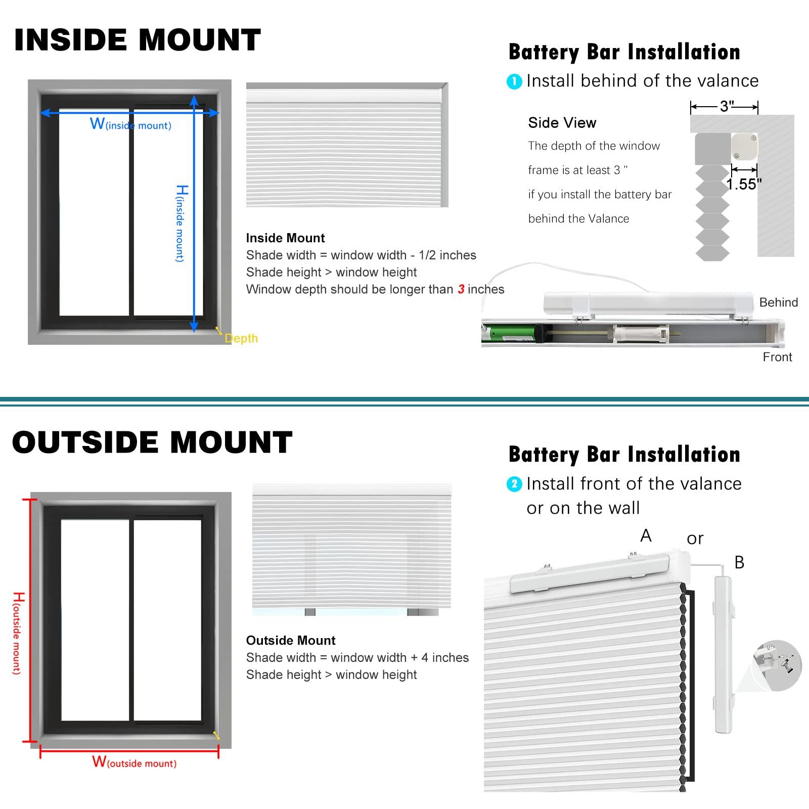 Changshade Motorized Cellular Blinds with Remote Control for Windows Custom, Motor Honeycomb Shade Customized Size Cordless, Electric Accordion Shades with Valance Cordless Privacy for Home, JZCMD-CET-WT-A