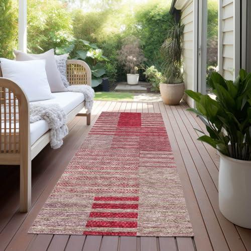 Addison Rugs Addison Rugs Chantille ACN954 Garnet 2'3" x 7'6" Indoor Outdoor Runner Rug, Machine Washable, Stain Resistant, Easy Clean, Non Shedding, Hallway, Laundry, Patio, Kitchen Rug