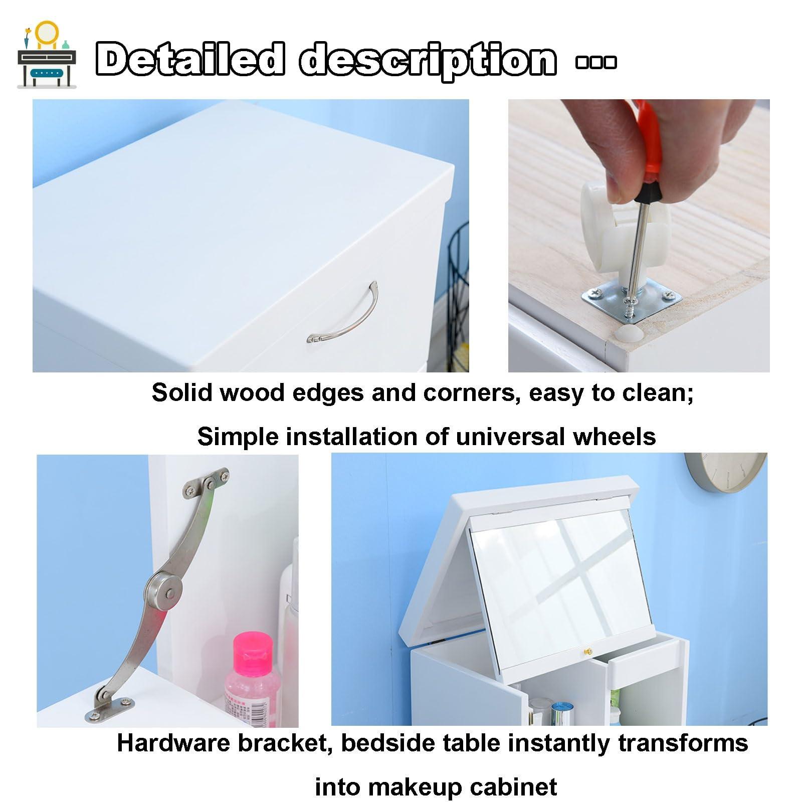 DRemdo DRemdo Small Vanity Desk Set with Drawer lock key,Small Makeup Vanity Desk with Mirror,Compact Dressing Table, 3-in-1 Vanity Desk Set with Mirror, keys3 Drawers(Brown), 33.5x11.8x15.7in