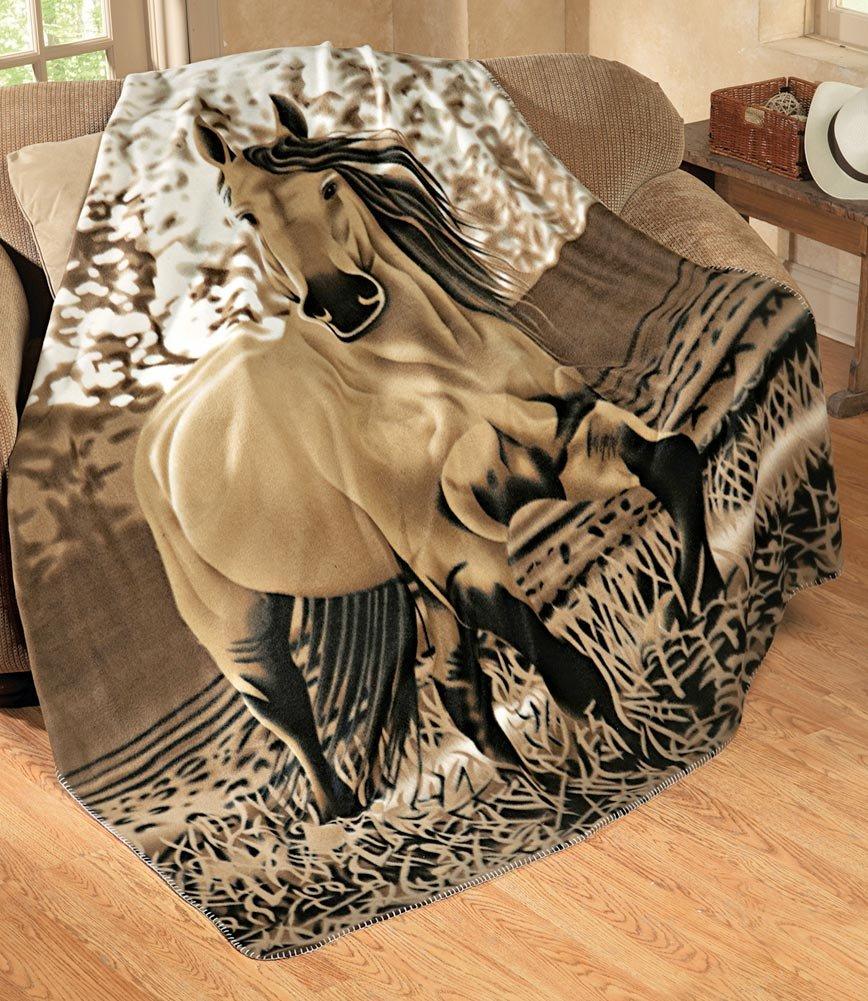 Nani?Wear Western Horse Soft Fleece Throw Blanket, 63"x73"