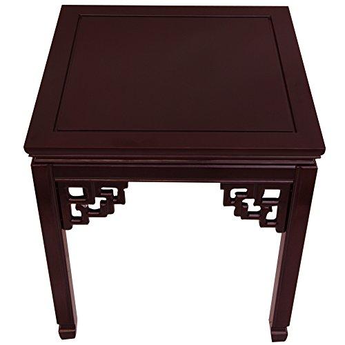 ORIENTAL FURNITURE Red Lantern Rosewood Square Ming End Table