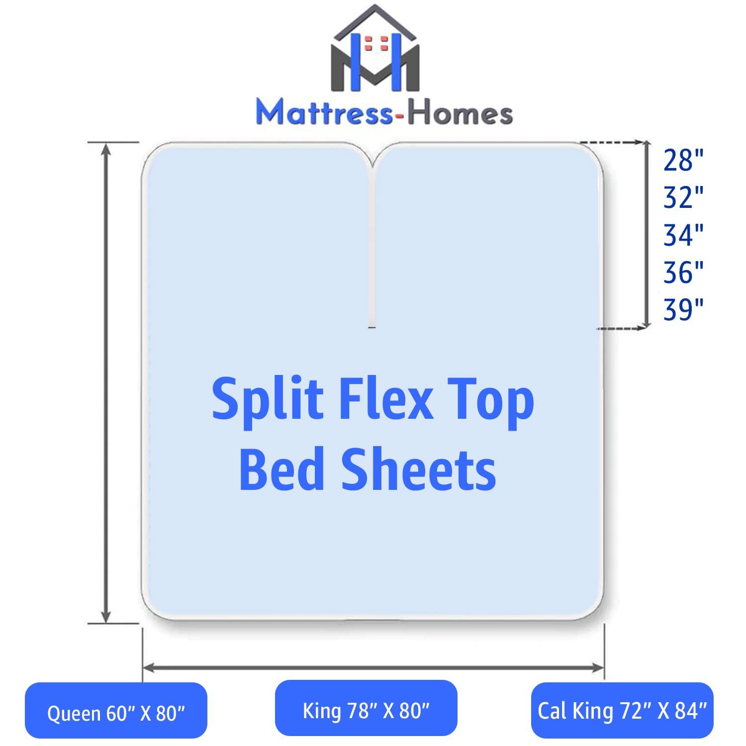Mattress-Homes Mattress-Homes Top Split King Sheets Sets for Adjustable Bed Half Split Sheets 400 Tc Sheets 100% Cotton 34 Split Top Queen Size Sheet (Top Split Fitted Sheet) Light Blue