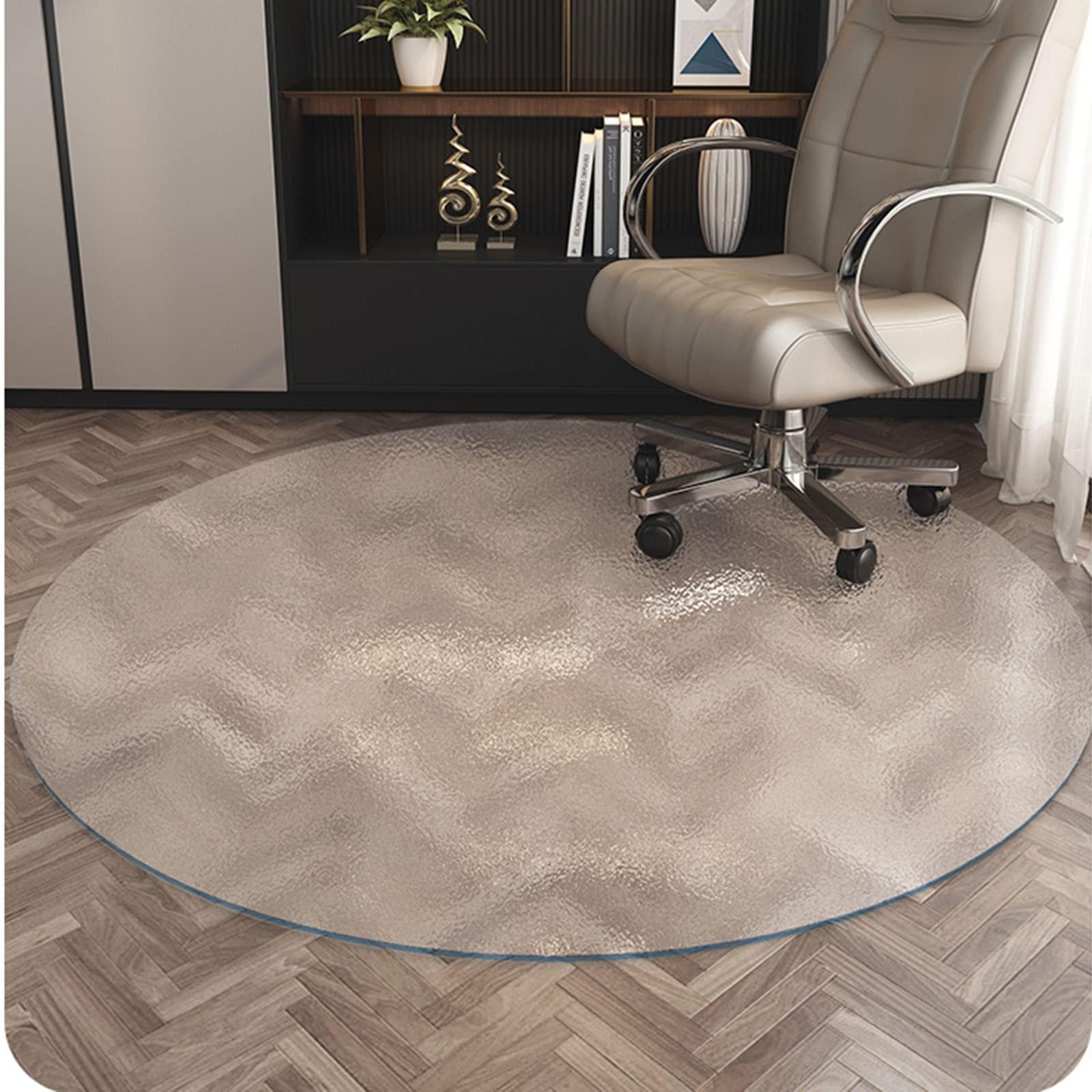 KIZMIQ Floor Protector PVC Transparent Crystal Soft Glass Circular Hard Flooring Protector - PVC Transparent Frosted Round Table Table Mat, 1.5 2 2.5 3 3.5 4 4.5 5 5.5 6 ft Waterproof Anti-hot Rug Runners (