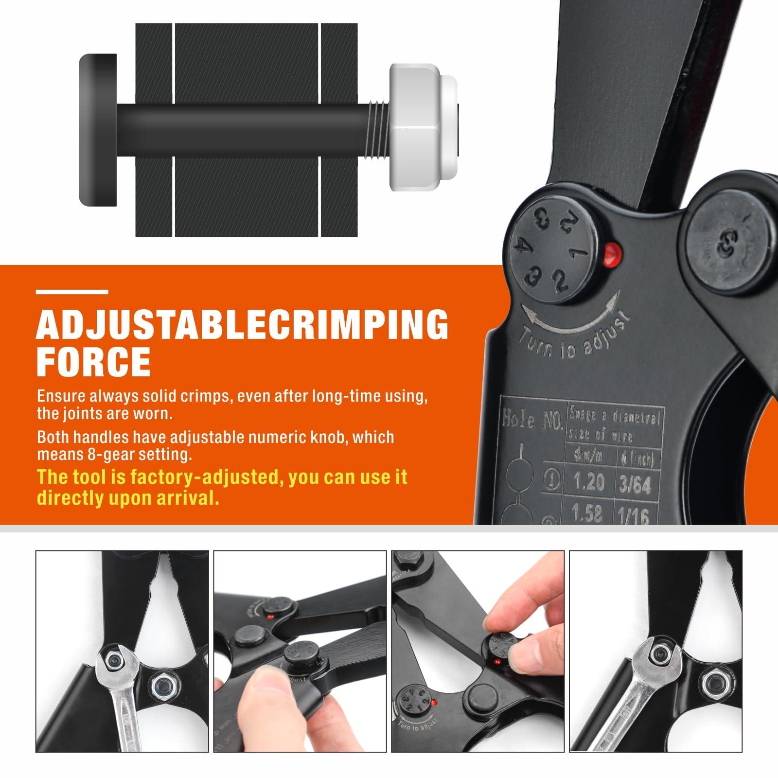 IWISS iCrimp Wire Rope Crimping Tool for Aluminum Oval Sleeves, Double Sleeves, Crimping Loop sleeve from 3/64-inch to 1/8-inch