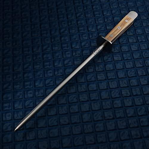 Güde Güde Alpha Olive Series Hand Forged Hand Sharpened Stainless Steel Olive-Wood Handle Sharpener, 10-Inch