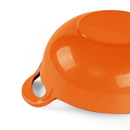 AILIBOO AILIBOO 2 Quart Dutch Oven Pot Round Cast Iron Enamel Cookware with Wooden Lid Soup Pot Mini Soup Pots- orange