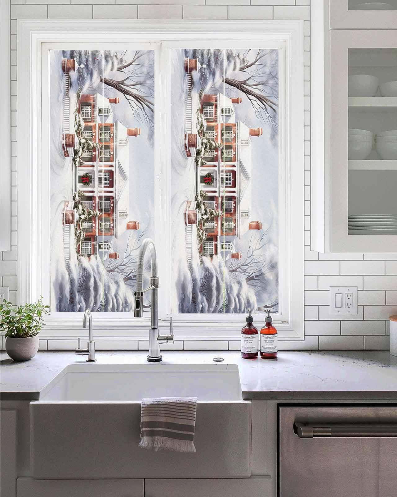 JasmineM Window Privacy Film, Merry Christmas Window Clings for Glass Windows, Static Cling Window Sticker, Daytime Privacy Bathroom Door Covering, 17.7x39.3in