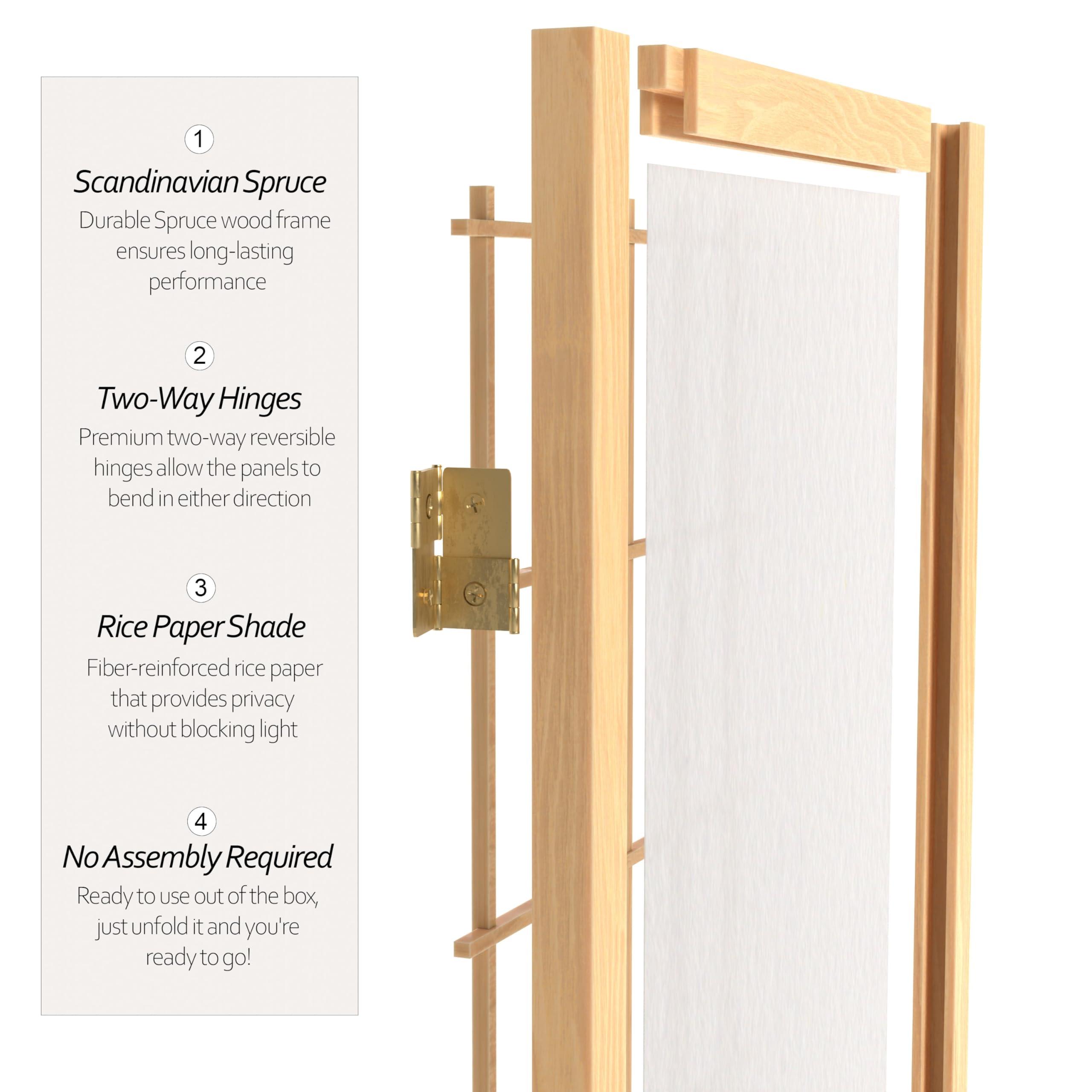 ORIENTAL Furniture 2 ft. Short Desktop Window Pane Shoji Screen - Natural - 4 Panels