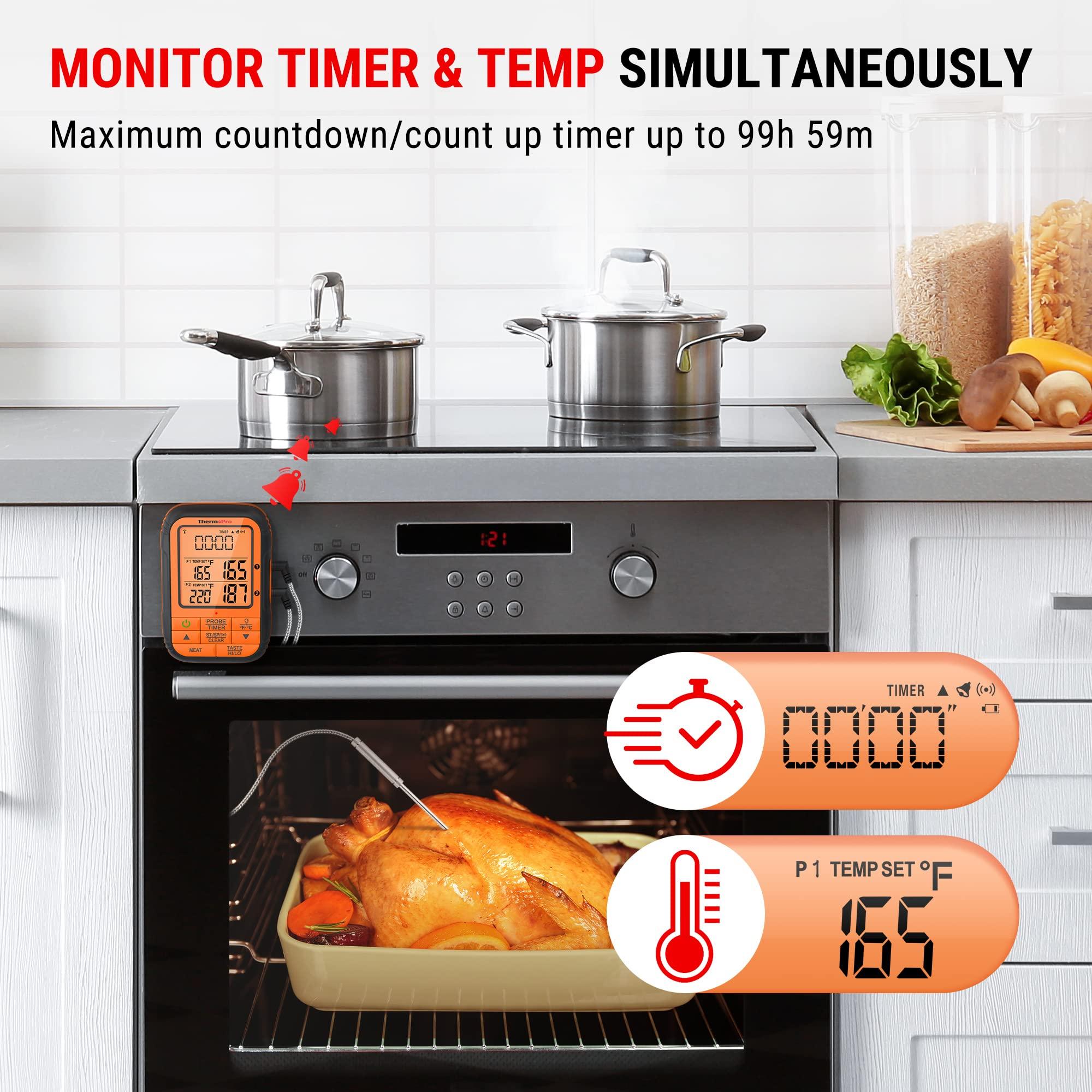 ThermoPro ThermoPro Meat Thermometer Wireless TP28 with Dual BBQ Probe, Grill Thermometer for Outside Grill, Meat Thermometer for Smoker Oven Grill, Digital Food Thermometer for Beef Turkey Lamb