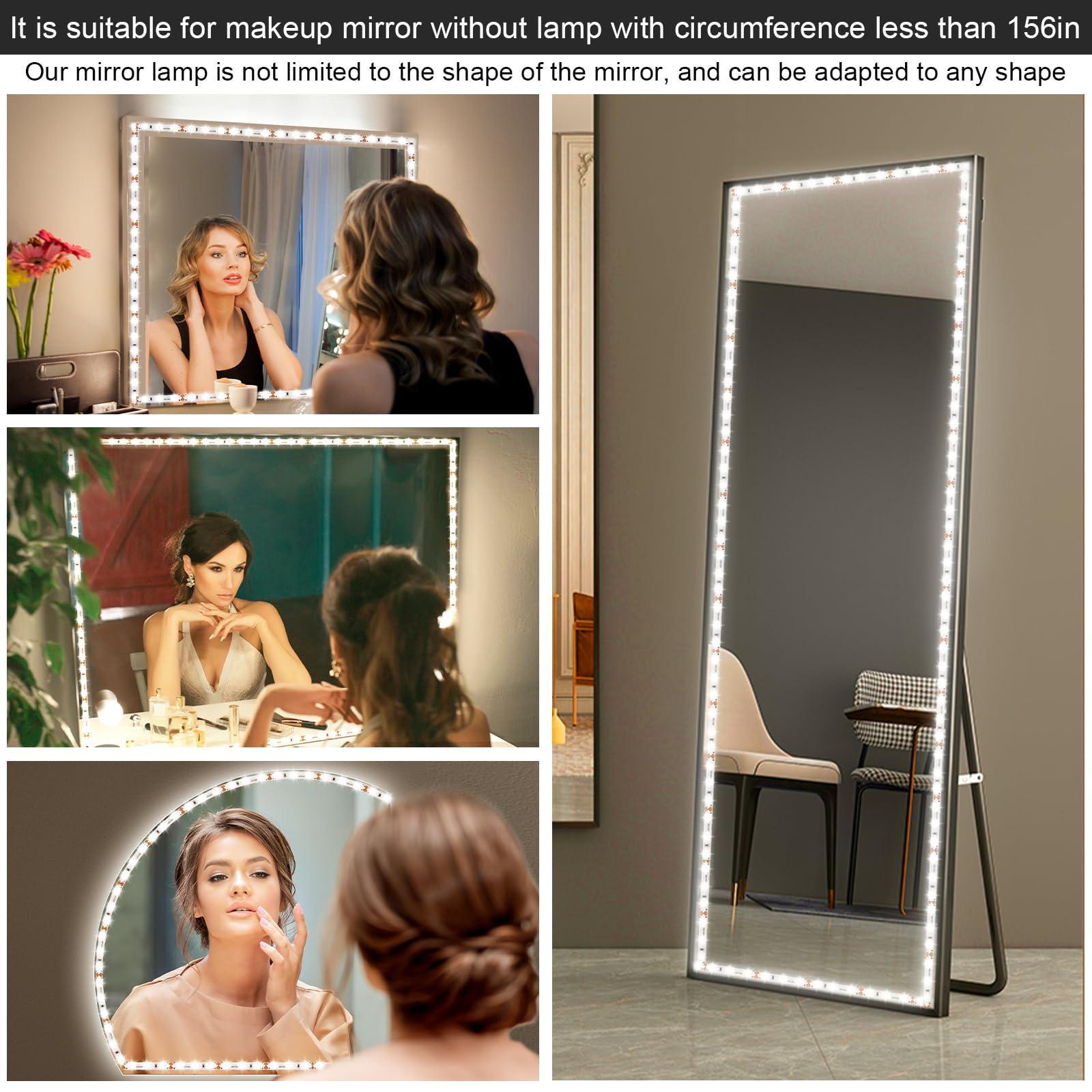 PANGTON VILLA LED Vanity Mirror Lights for Makeup Dressing Table Vanity Set 13ft Flexible LED Light Strip Kit 6000K Daylight White with Dimmer and Power Supply, DIY Mirror, Mirror not Included