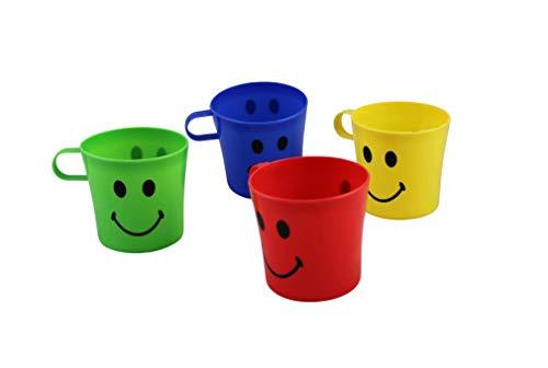 Homestyle Homestyle Dependable Industries 8 Pack Plastic Smiley Face Mug BPA Free 8 Ounce Drinking Cup