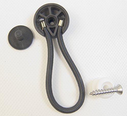 Stay Put StayPut Bungee/Shock Cord Fastener, Black w/White Surface Attachment Knob & Mounting Screw (5)