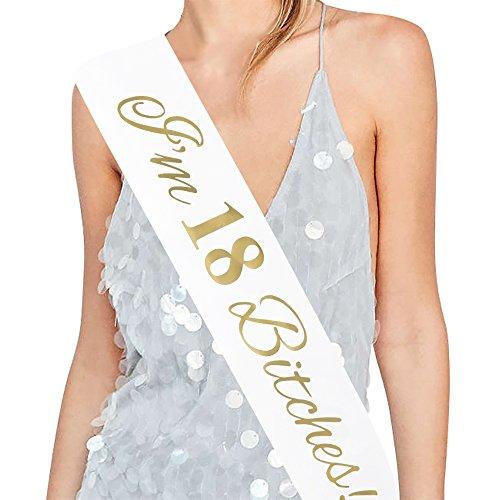 ADBetty ADBetty\"I\'m 18 Bitches!\" Sash - 18th Birthday Sash 18 Birthday Gifts Birthday Party Favors, Supplies and Decorations