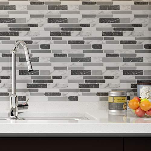 Art3d Art3d 12"x12" Peel and Stick Backsplash Tile for Kitchen, Marble Grey (6-Sheet)