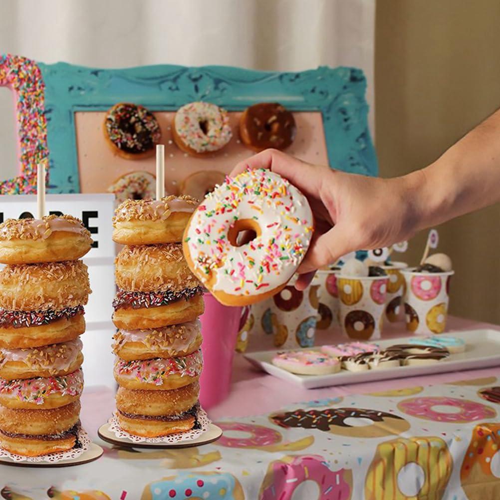 Abaodam Abaodam 8 Pcs Donut Tower Bagel Holder Stand Onion Ring Holder Treat Stands Donut Stand for Party Wood Donuts Bar Dessert Table Stands Donuts Treat Stand Donut Bar Wooden Decorations Baby