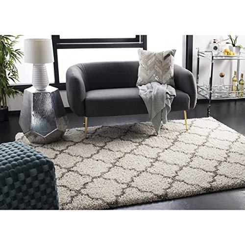 Safavieh SAFAVIEH Hudson Shag Collection Accent Rug - 3\' x 5\', Grey & Ivory, Trellis Design, Non-Shedding & Easy Care, 2-inch Thick Ideal for High Traffic Areas in Entryway, Living Room, Bedroom (SGH282B)