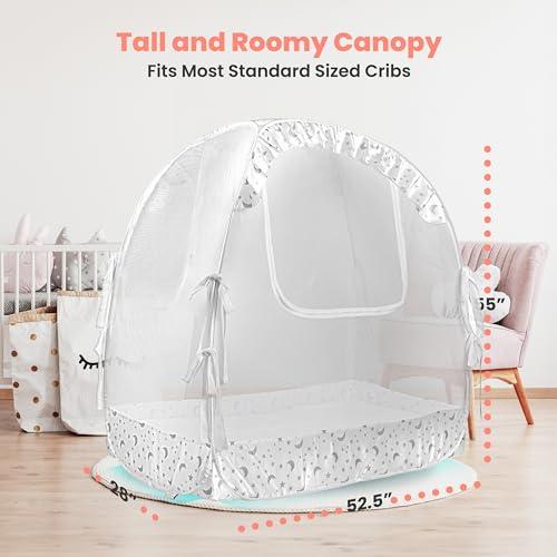Pro Baby Safety Pro Baby Safety Premium Pop Up Crib Tent, Crib Cover to Keep Baby from Climbing Out, Prevent Falls and Mosquito Bites, Safety Net Canopy - Sturdy & Stylish Infant Crib Topper, Mosquito Net