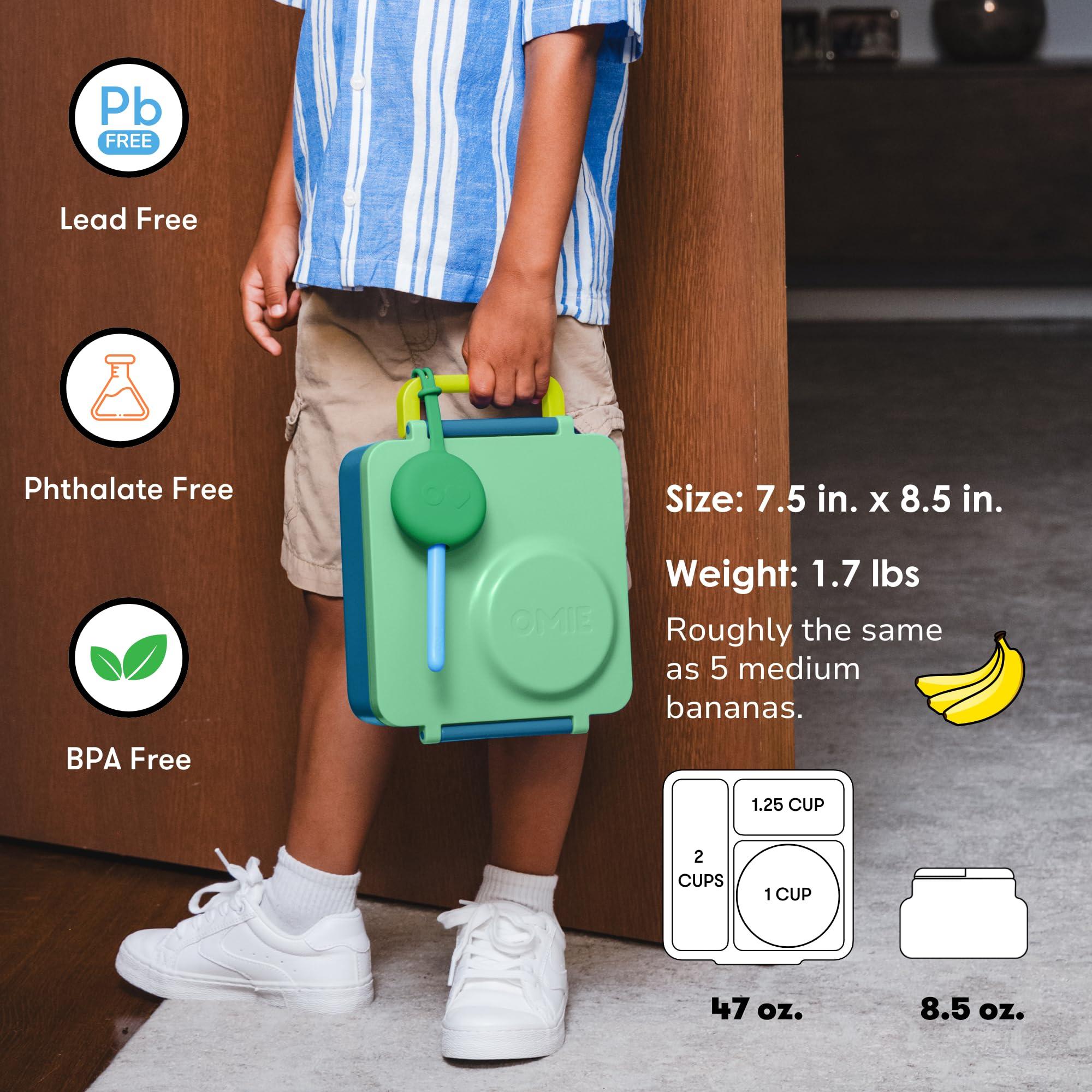 Omie Omie OmieBox Bento Box for Kids - Insulated Lunch Box with Leak Proof Thermos Food Jar - 3 Compartments, 2 Temperature Zones - (Meadow) (Single)