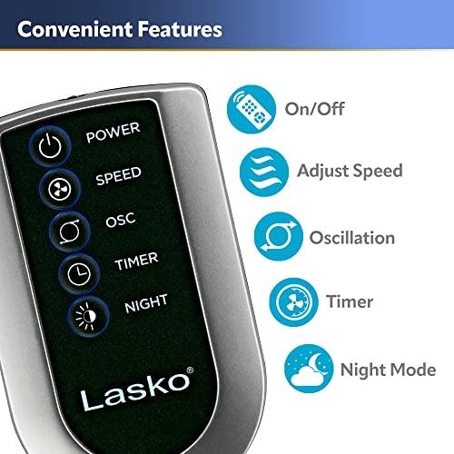 Lasko Lasko Oscillating Tower Fan, Quiet Fans with Remote, for Bedroom, Living Room, Office, Tower Fan with Remote, 3-Speed Timer, 42, Silver T42951