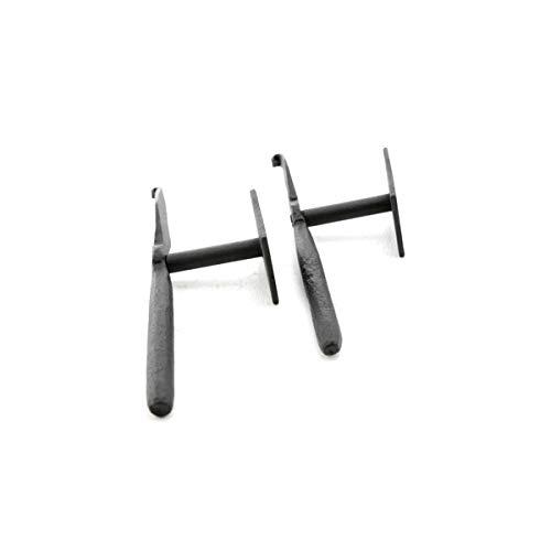 Renovators Supply Manufacturing Renovators Supply Manufacturing Shutter Dogs 7 in. Decorative Spoon Shaped Black Wrought Iron Shutter Dogs with Mounting Hardware