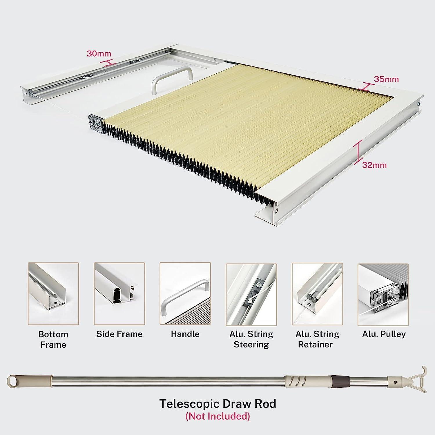 Keego Keego Shade Cordless Free Stop Blinds for Skylight Single Cell Honeycomb Window Shade for Skylight Thermal Insulation Energy Saving Privacy Blind, Blackout, Coffee, 42w x 56h
