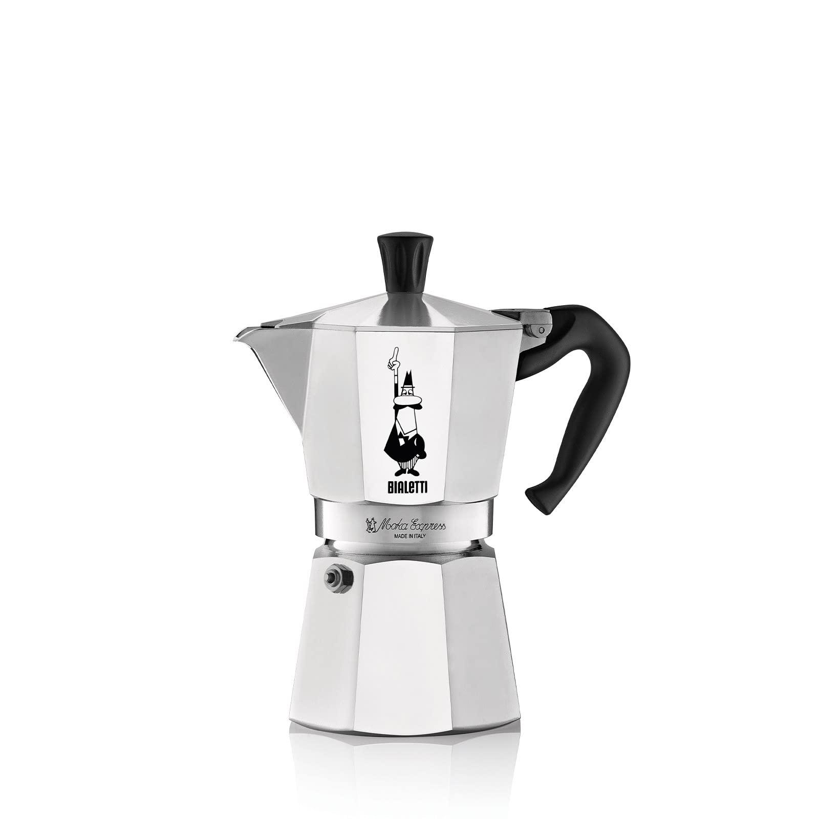 Bialetti Bialetti - Moka Espress: Iconic Stovetop Espresso Maker, Makes Real Italian Coffee, Moka Pot 6 Cups (6 Oz), Aluminium, Silver