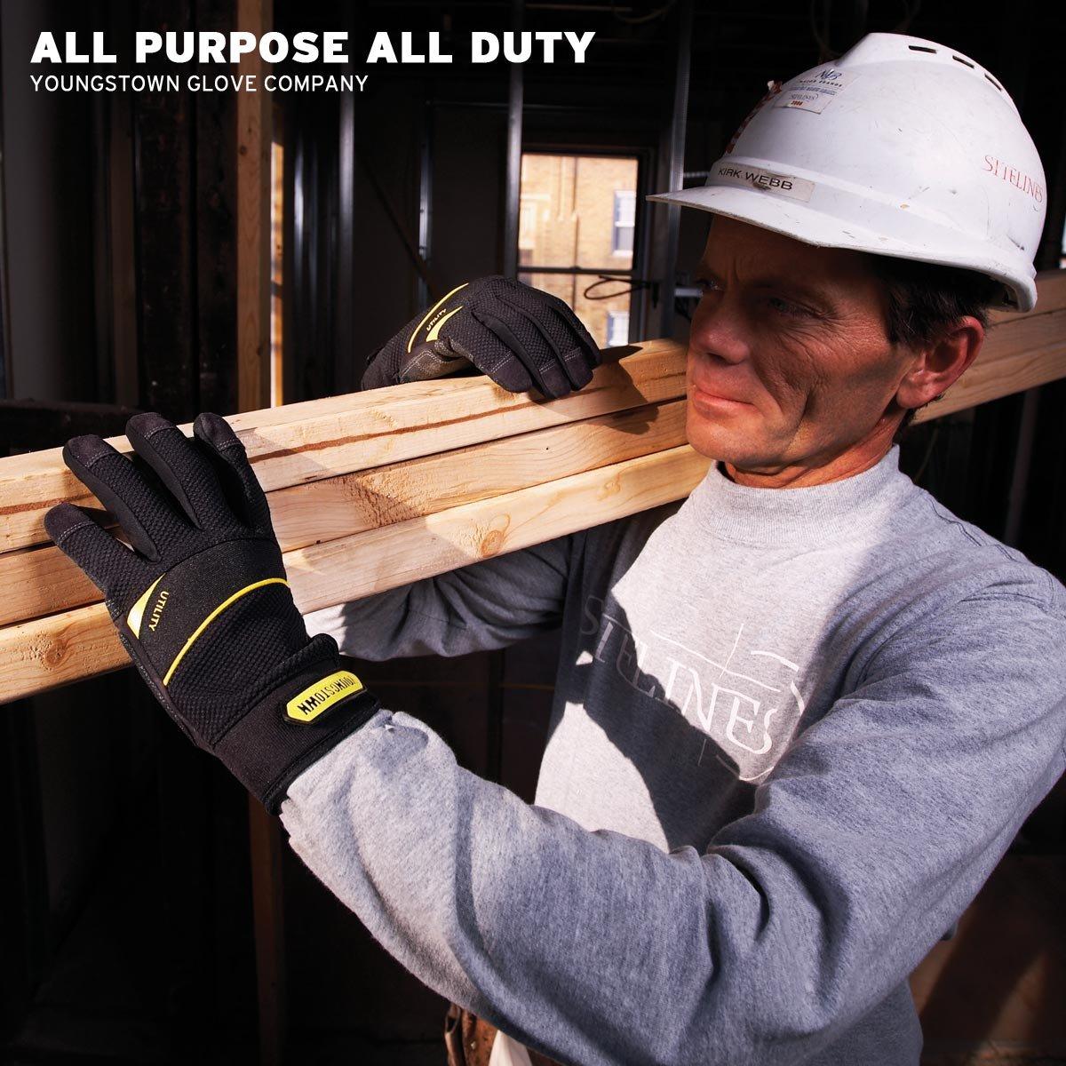 Youngstown Glove Company Youngstown Glove General Utility Plus Work Mechanic Gloves- Heavy Duty, Durable, Washable - Black
