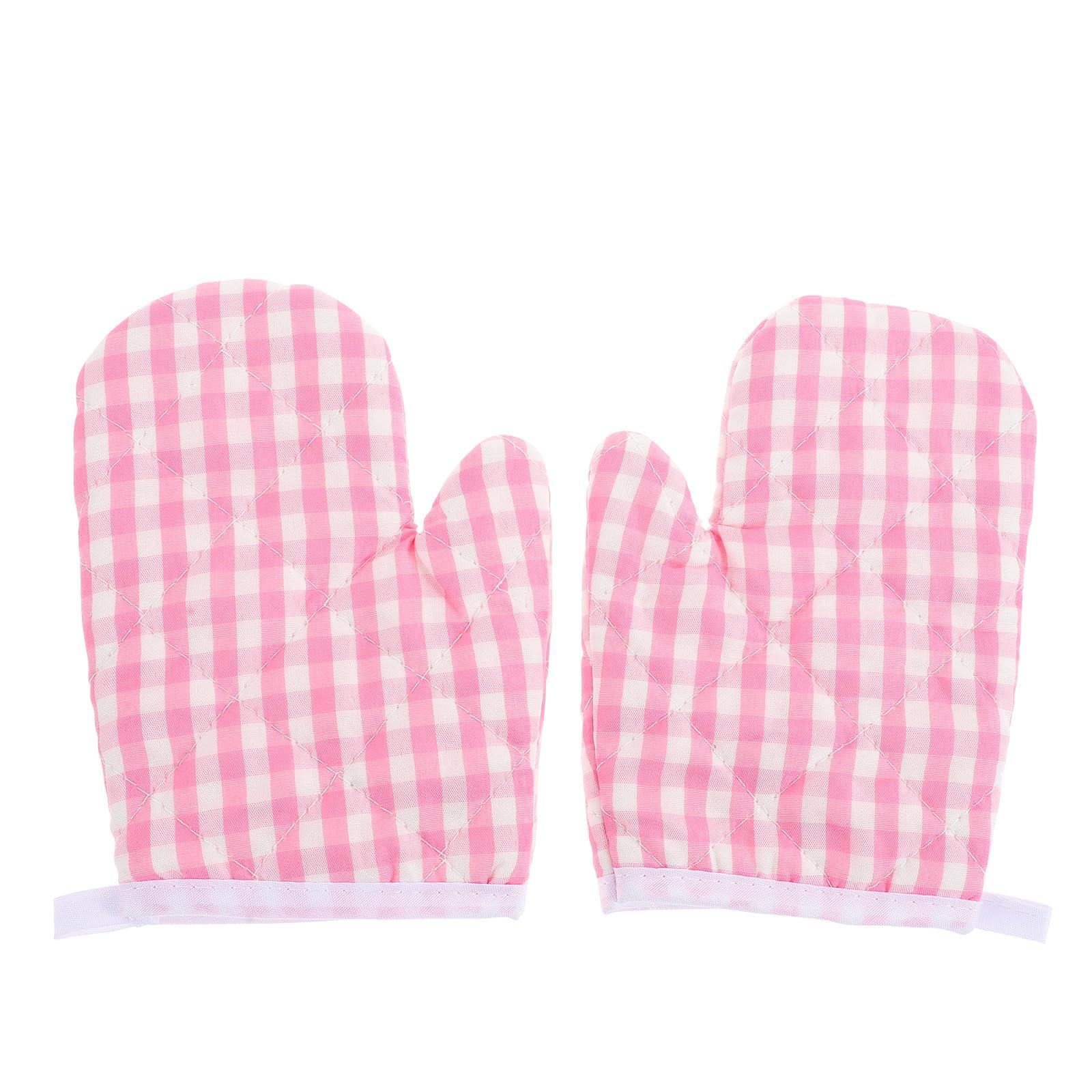 OSALADI Mini Oven Mitts 2Pcs Children Microwave Gloves for Kids Play Kitchen Cooking Mitts Anti Scald Baking Gloves for Boys Girls