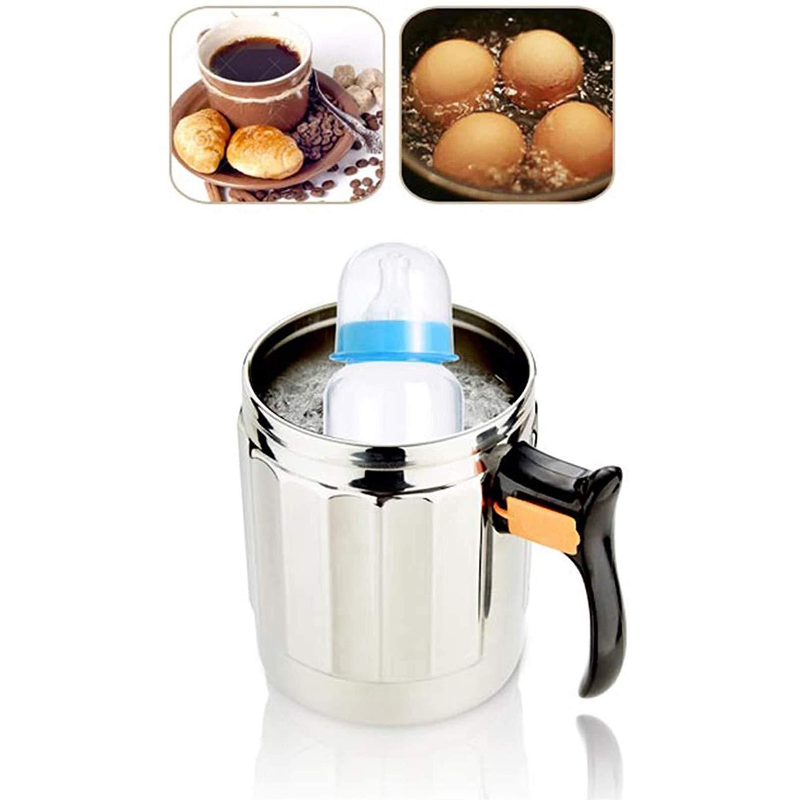 YOOMAO YOOMAO Stainless Steel Travel Heating Cup 12V Car Kettle Boiling Water Cup Stainless Rice Cooker Water Heater Portable Kettle Heating Electric Travel Car Accessories,500ml