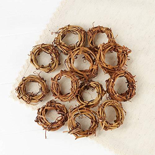 Factory Direct Craft Pack of 12 Mini Grapevine Wreaths - Miniature Natural Dried Vine Twig Rings for Napkin Rings, Tiny Crafts, and DIY Decorations by Factory Direct Craft (2 inch diam)