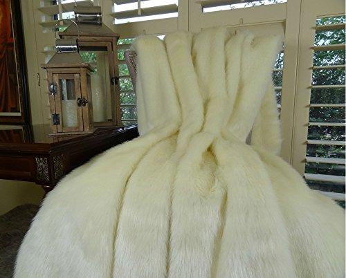 Thomas Collection Thomas Collection Arctic Fox Faux Fur Throw Blanket & Bedspread - Arctic Creamy White Arctic Fox Fur - Luxury Soft Fox Faux Fur - Heavy Throw, Handmade in US, 16414