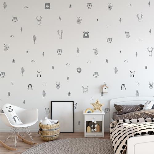 Baby RyRo London Baby RyRo London Stylish Animal Wall Decals - Charming Jungle Nursery Decor, Nordic Style Safari Wall Decals for Baby Room Decor, Black & White Jungle Wall Decals, Peel and Stick.