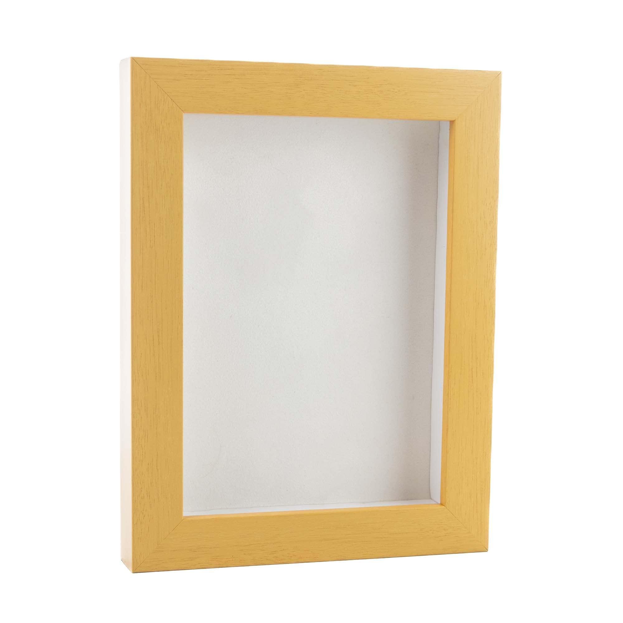 Poster Palooza 24x36 Shadow Box Frame Natural Wood | with a 3/4\" Usable Display Depth | Includes a White Real Suede Texture Acid-Free Backing Board, UV Resistant Acrylic, and Hanging Hardware